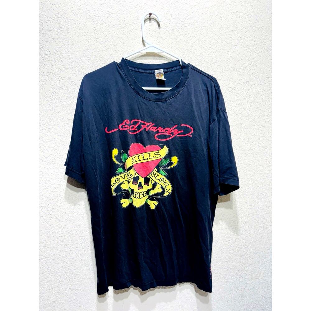 Ed Hardy T Shirt Extra Large Skull Heart Vintage y2k